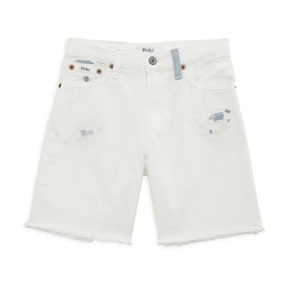 NEW Polo Ralph Lauren Sullivan Slim Distressed White Denim Short Boys size 16